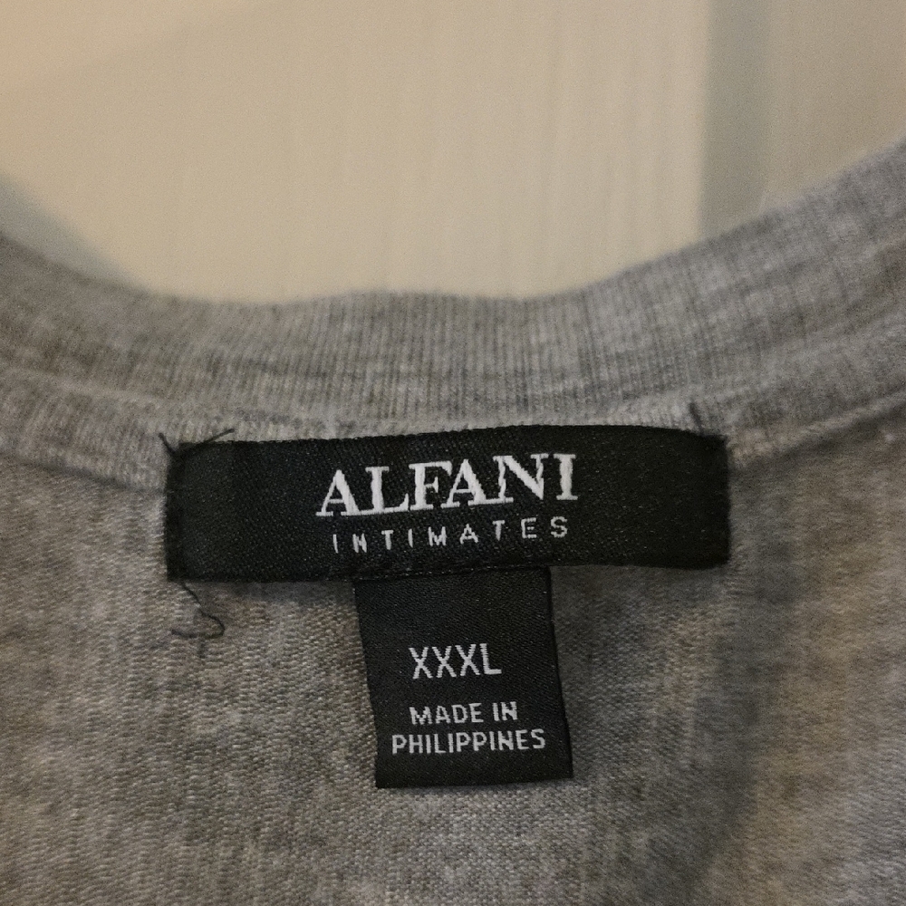 Alfani Gray V-Neck Pajama Top - Picture 2 of 7